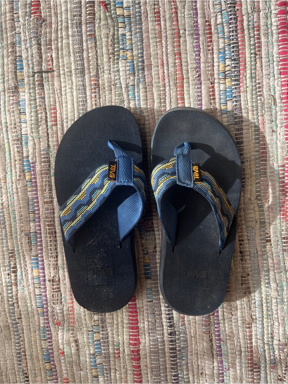 Teva Kids Navy and Yellow Webbing Flip Flops